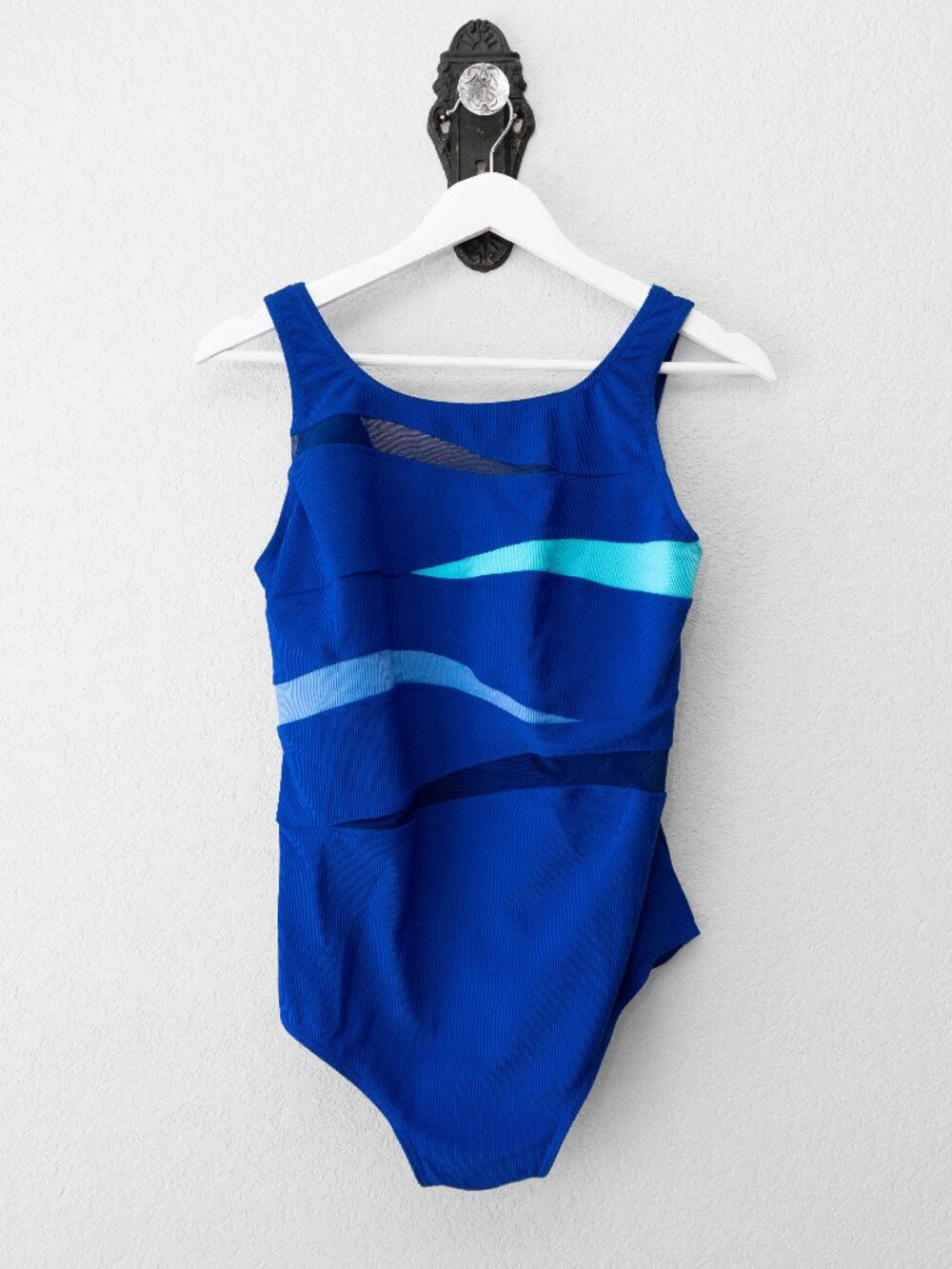 Christina Blue One Piece Swimsuit Size 16 Colorblock Athletic Slimming Stretch
